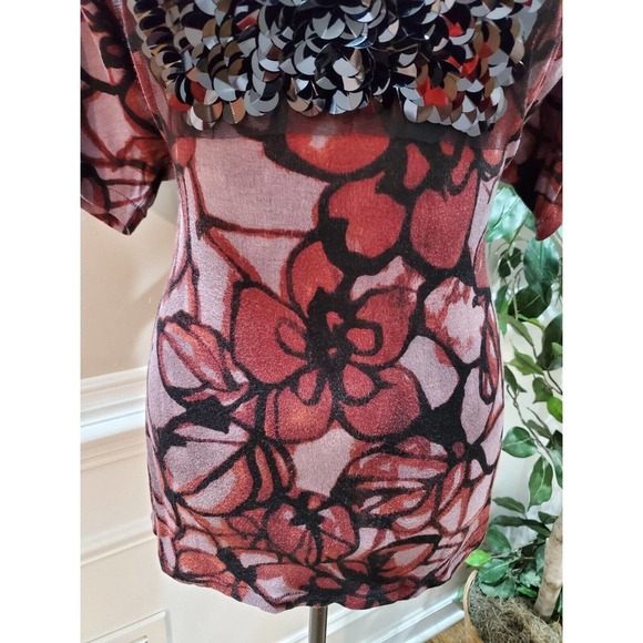 Simply Vera Women's Floral 100% Rayon Round Neck Short Sleeve Top Blouse Size XS - Picture 3 of 12